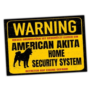 American Akita Inu Dog Schild Warning Security System Türschild Hundeschild Warnschild Deko