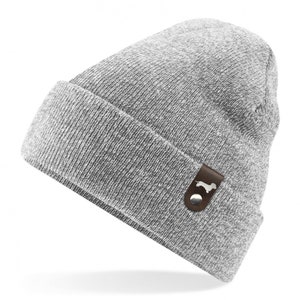 Rauhhaardackel Mütze mit Patch Gassi Beanie Strickmütze Witzig Spruch Warm Herren Damen Dackel Rauhaardackel 22 Farben Herbst Wintermütze Grey Heather