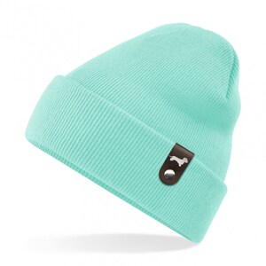 Rauhhaardackel Mütze mit Patch Gassi Beanie Strickmütze Witzig Spruch Warm Herren Damen Dackel Rauhaardackel 22 Farben Herbst Wintermütze Mintgrün