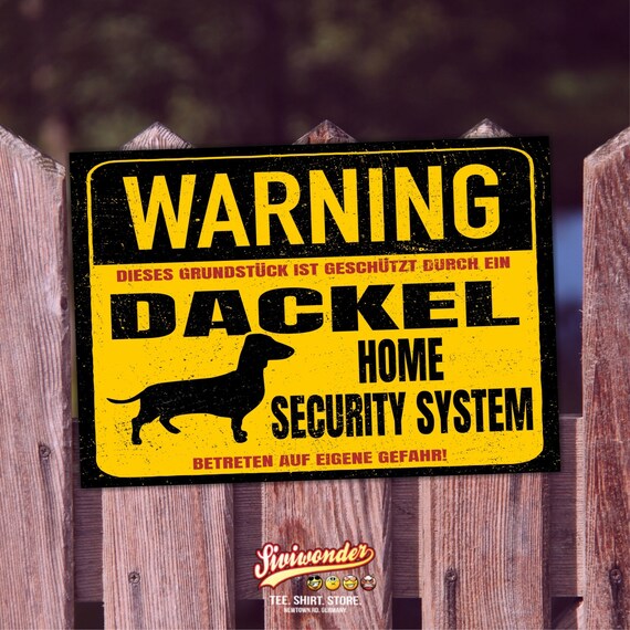 Collie-Warnschild – Langhaarcollie Security System, Aluverbund, 20x14 Cm, Wetterfest