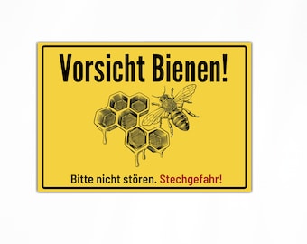 Vorsicht Bienen Stechgefahr! Schild Bienenstand Warning Security System Türschild Bienenschild Warnschild Biene Honig Achtung für Imker Deko