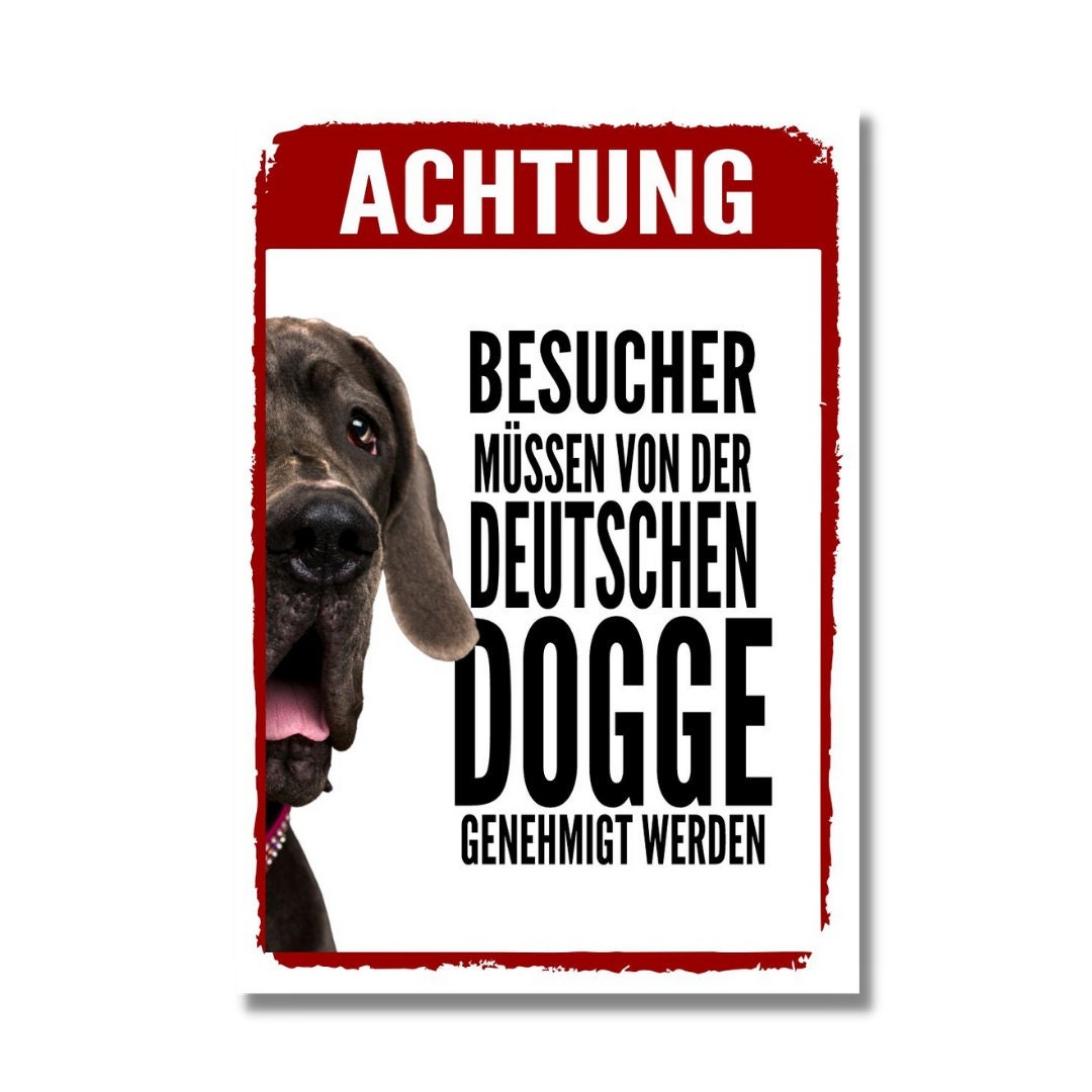Deutsche Dogge 1 Genehmigung Dog Schild Spruch Türschild Etsy.de