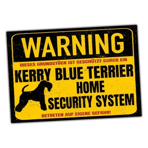 Kerry Blue Terrier Schild Warning Security System Türschild Hundeschild Warnschild Hund Deko