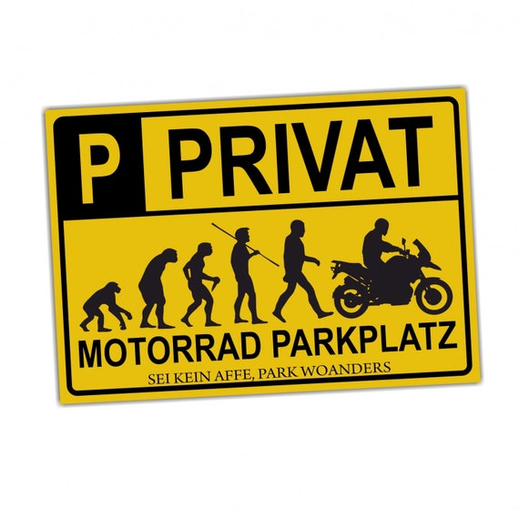 Motorrad Privatparkplatz Schild Evo Parken Verboten Achtung Spruch