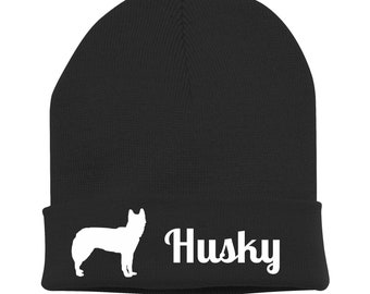Strickmütze Husky Siberian Icee Sibe Chukcha Huskies Sibireien Schlittenhund Hund Stickerei Hund Winter Mütze Wintermütze