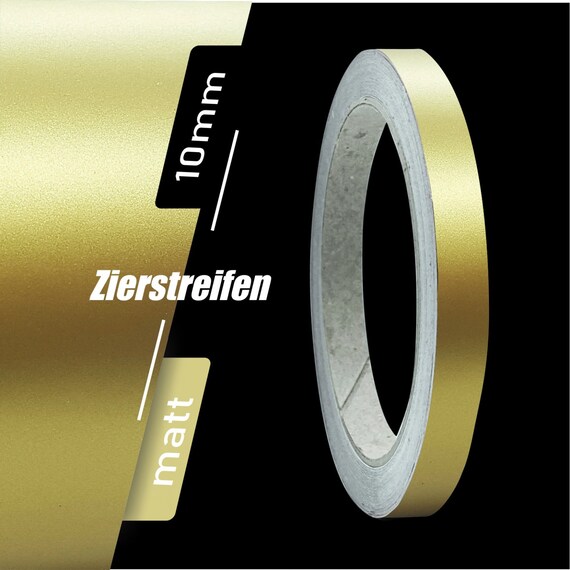 Zierstreifen Matt gold metallic 10mm Aufkleber Länge 10m Auto Boot  Klebeband Sticker - .de