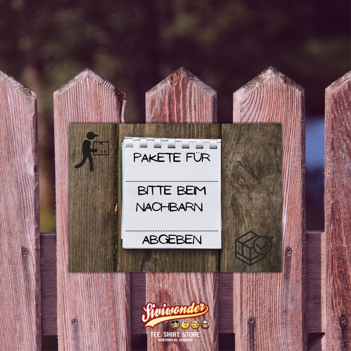 Paket Bitte Beim Nachbarn Abgeben Vordruck Paket Nachbarn abgeben Schild Notiz Spruch Paketablage Versand