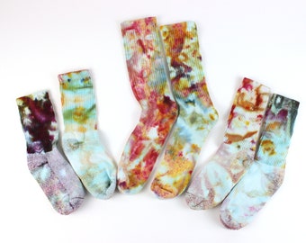 Socks! Ice dyed, tie-dye colorful cotton socks -please read description for sizing-