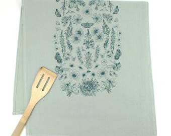 Wildflower tea towel- sage green, alpine desert plants, rocky mountains, colorado, california, utah, kitchen decor