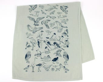 Bird Tea towel- sage green, birds of Utah, California, shorebirds, rocky mountains, birding gift