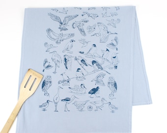 Bird Tea towel- light blue, birds of Utah, California, shorebirds, rocky mountains, birding gift