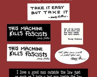 Woody Sez! Woody Guthrie quotes sticker set