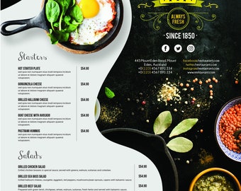 Menu Cover Design Etsy