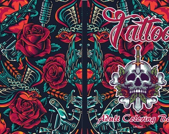 Download Tattoo Coloring Book Etsy