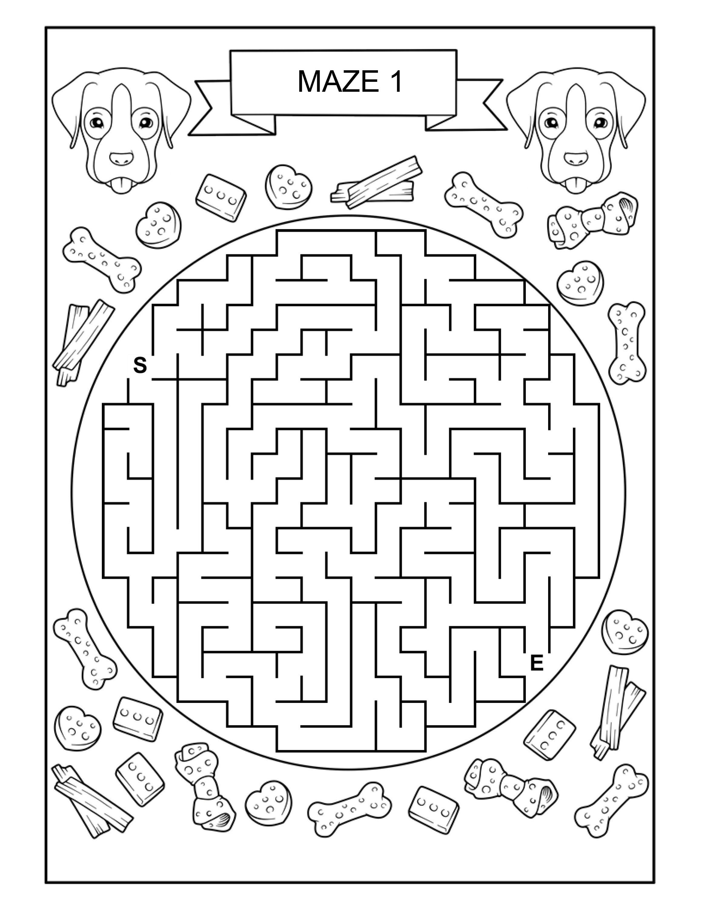 Printable Dog Mazes Maze Worksheets Dog Puzzle Guest Book | Etsy