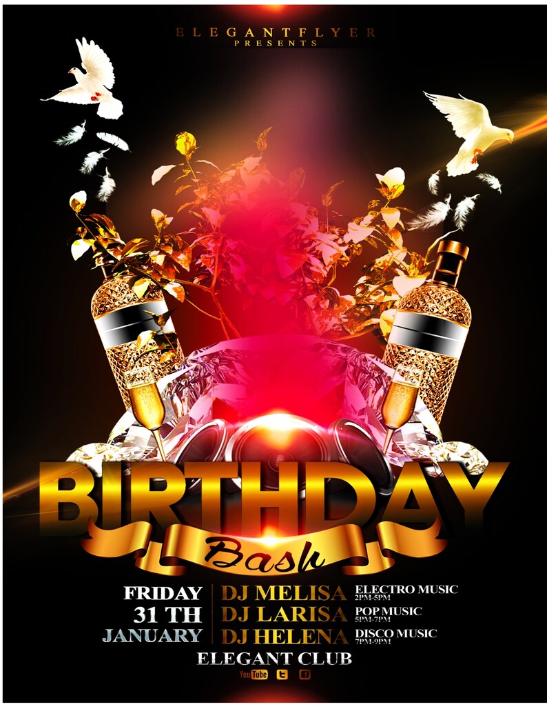 Birthday Bash Birthday Party Happy Birthday Flyer Etsy
