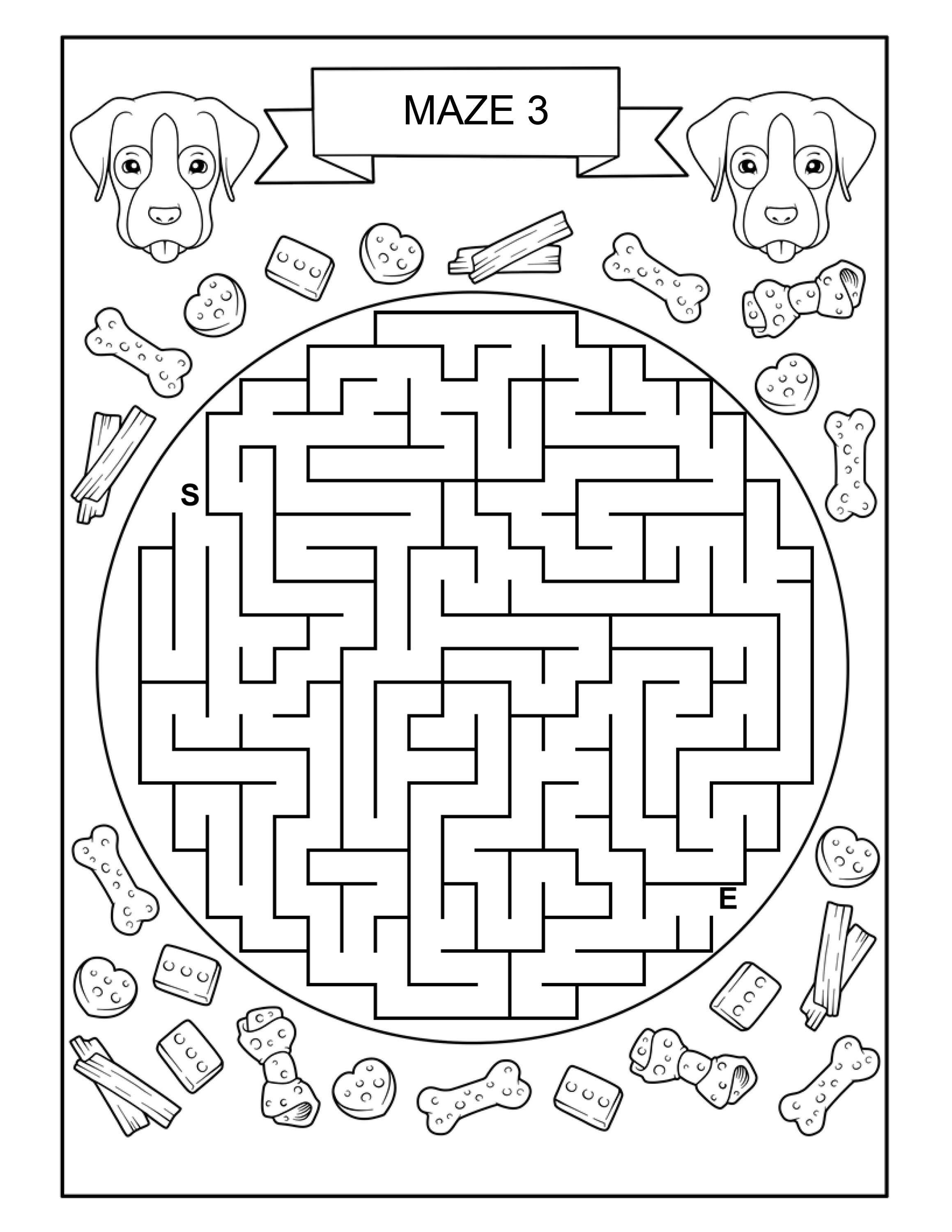 Printable Dog Mazes Maze Worksheets Dog Puzzle Guest Book | Etsy