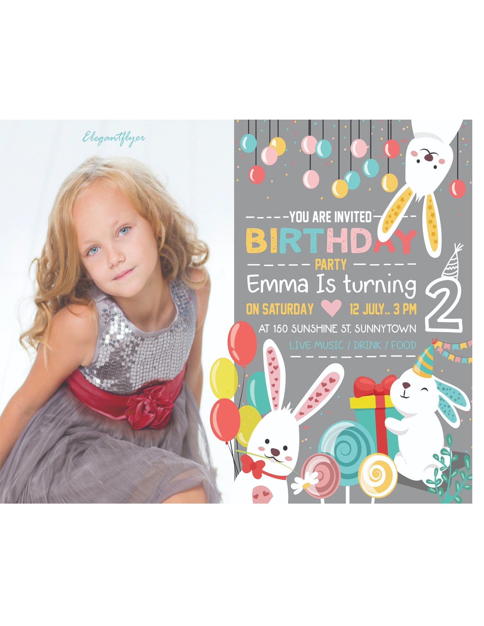 Birthday Party Emma Birthday Party InvitationEDITABLE Kids | Etsy