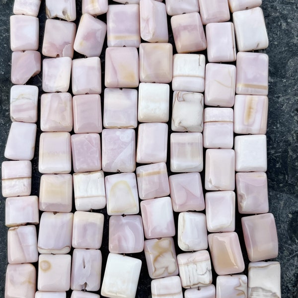 Pink Opal Gemstone Beads Rectangle Shape Loose Stones 8" Full Strand Pink Color Opal Gemstone Jewelry Accessories Opal Semi Precious Beads