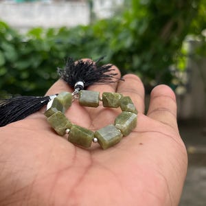 Faceted Green Serpentine Beads: Nugget Gemstone Jewelry Stone, 4.5&quot; Strand