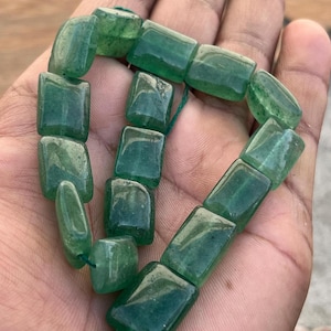 Perline di pietra preziosa di qualità A+++ in quarzo fragola verde da 9'' pollici, forma liscia/rettangolare, perline per gioielli,