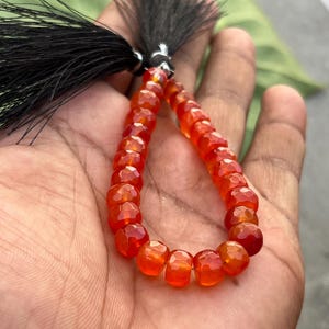 Perline di calcedonio arancione di qualità AAA, 9-8 mm, filo da 8" Rondelle sfaccettate Perline di calcedonio Pietre semipreziose sciolte,