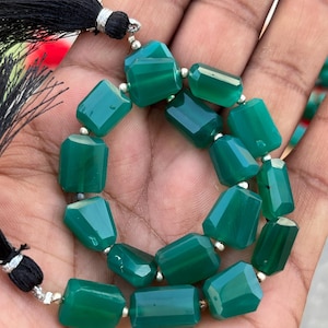 16x12x10 a 12x12x6 MM Onice verde sfaccettato Nugget Perline Onice verde Bellissime perline Perline sciolte Gioielli in onice 5,3 "Pollici