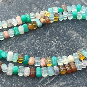 Weight- 97 Carat Multi Gemstone Beads, Smooth Disco Beads, Rondelle Shape Beads, 6 inches Beads Strand, Drill Stones, Size - 9X5 To 8X6 MM
