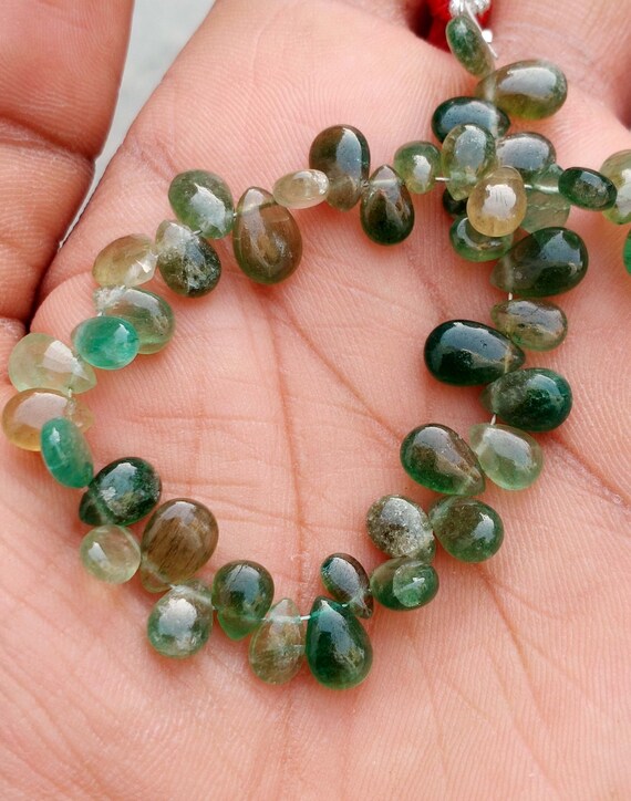 Natural Fluorite Beads Pear Fluorite 6 Inches Smooth Beads Fluorite Stone Beautiful Green Fluorite Beads
