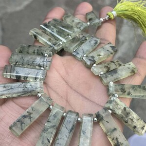 Perline di forma rettangolare in prehnite AAA, bellissime perline in prehnite da 8,5 pollici in pietra naturale, perline di qualità AA.