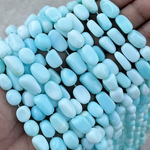 Perle di opale blu acqua Grado A++ Pepita Blu Perline opali Perline lisce con filo da 12 pollici Perline semipreziose