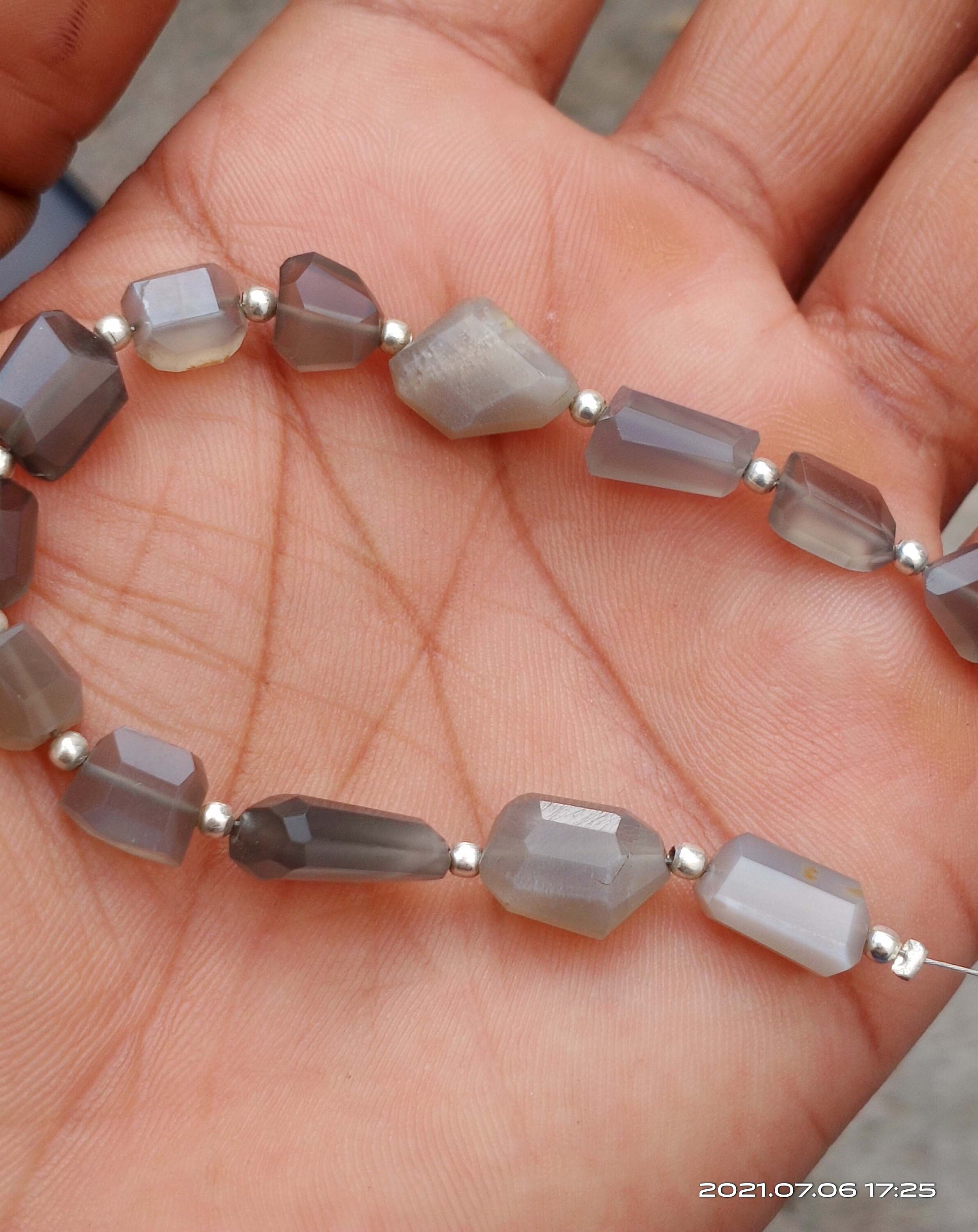 AAA Grey Moonstone Bead Nugget Faceted Bead 6 Inches Gems Etsy
