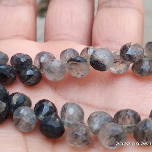 AAA Quarzo rutilato nero Perline naturali al 100% Bellissime gemme Filo intero 7" pollici - RidhiSidhiBeads