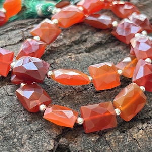 Perle sfaccettate rettangolari in calcedonio rosso, bellissime perle sciolte, creazione di gioielli con pietre preziose!