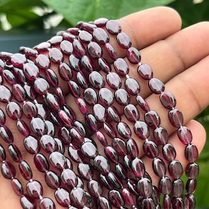 Perline di qualità AAA+, perline di pietra preziosa di granato rodolite, pezzi da 57, perline lisce di forma ovale,