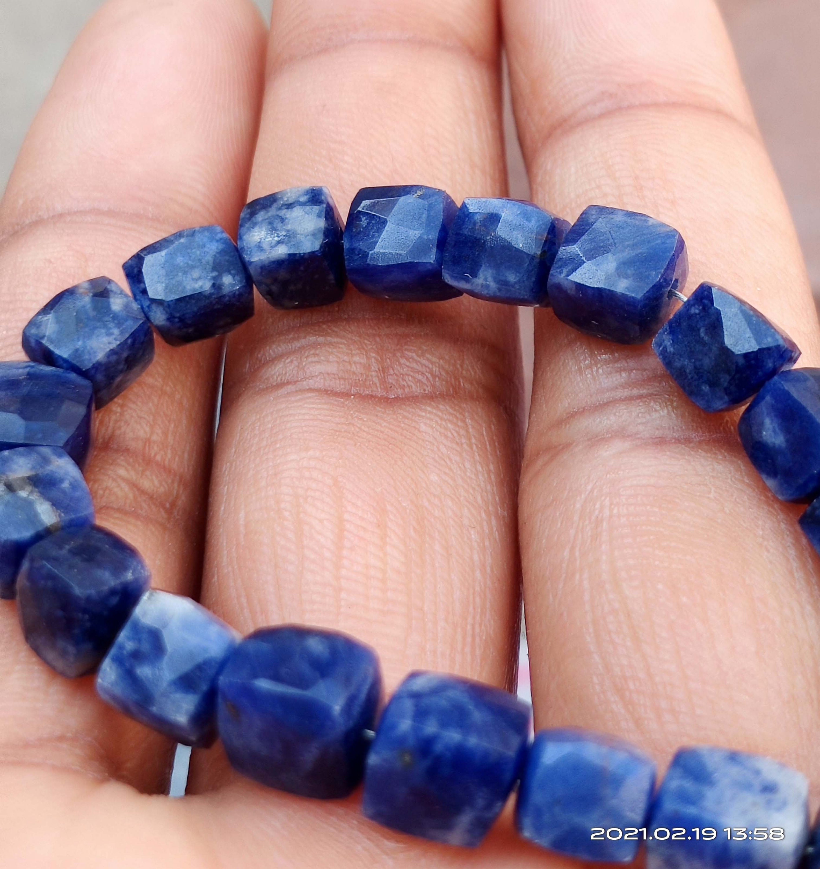 Sodalite Beads Beautiful Blue Gemstone Beads AAA Cube Shape Etsy