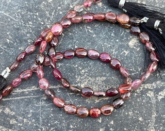 Pink Tourmaline Beads Oval Gemstone Jewelry Stone, 9" Strand