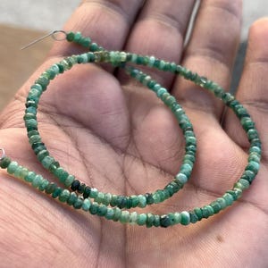 Stupende perle di smeraldo verde da 3 mm, pietra preziosa, pietra portafortuna di maggio, filo da 10", perle di pietra preziosa, smeraldo