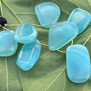 A++Perline di calcedonio blu acqua gioielli che fanno pepite a forma di calcedonio, perline Ridhi Sidhi