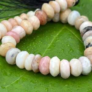 Perle di opale peruviane rosa Perline sfaccettate di qualità A++ Perline sfaccettate a forma di Rondell Perline di gioielli di alta qualità