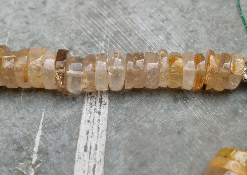 Semi Precious Golden Rutile AA Grade Natural Gemstone Beads Full Strand Tire Smooth Beads 7/'/' Inches Gemstone