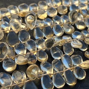 Splendide perle di pietra preziosa di citrino giallo sfaccettato a forma di pera, pietra per gioielli 13" filo completo perle semipreziose