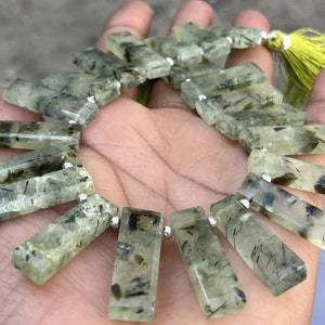 AAA Bella prehnite gemme nugget 5" pollici raro ciondolo gioielli perline 7 pezzi