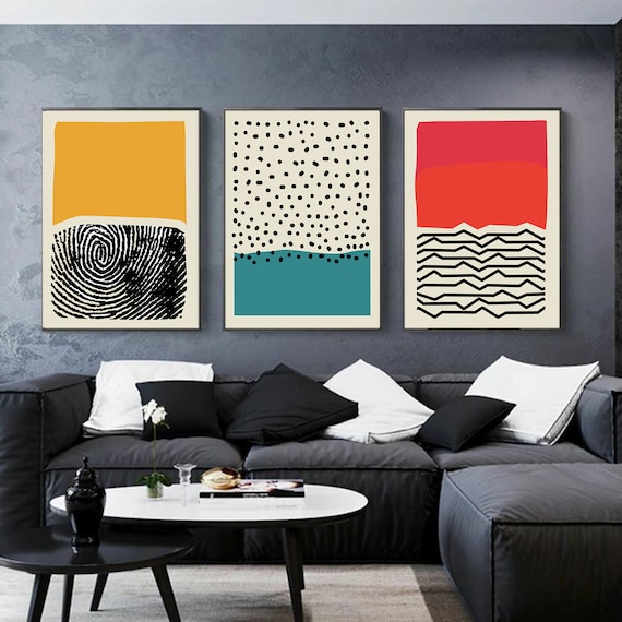 Abstract Color Block Wall Art Set of 3 Home Decor Digital Etsy