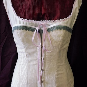 Victorian Corset - 1860 cotton overbust with busk and synthetic whalebone - 19th century undergarments for reenanctment