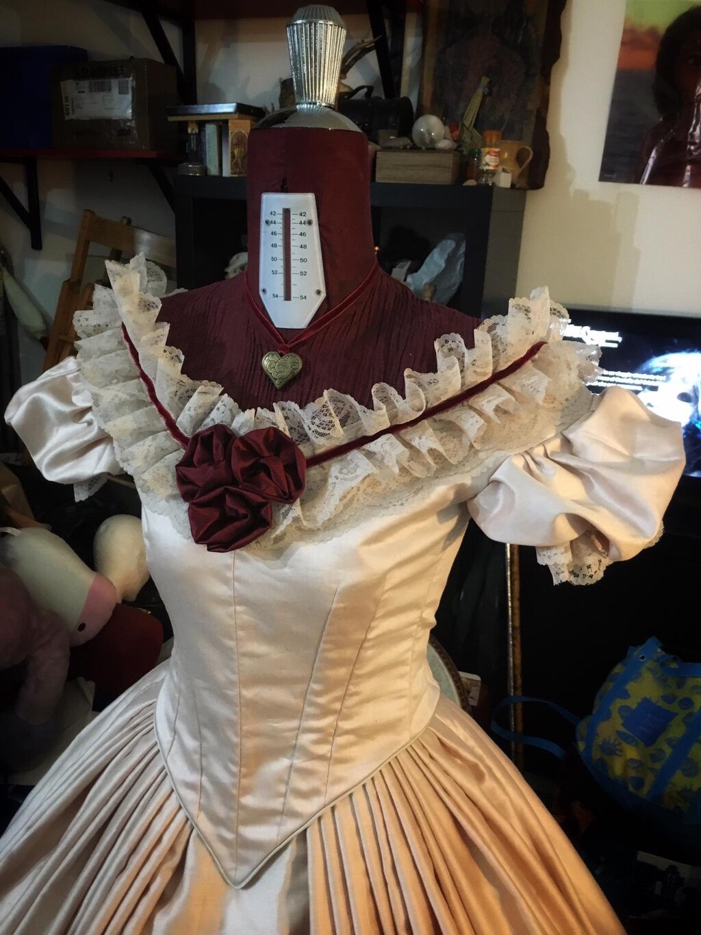 Abito Lungo Vintage Donna Rococò Vittoriano Medievale Con Maniche A Sbuffo E Fascia - Perfetto Per Feste E Balli