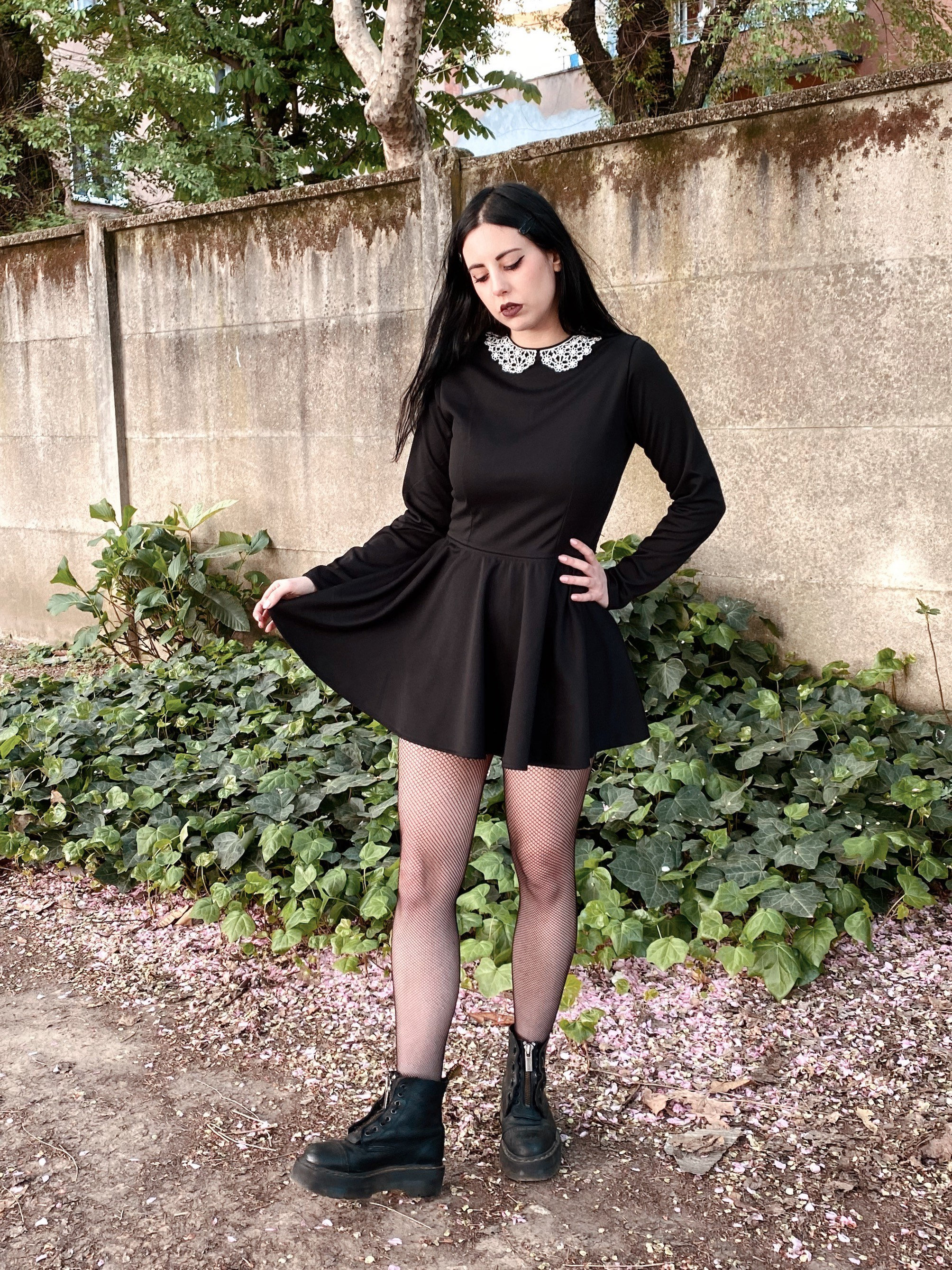 Gothic Skater Dress: Witchy Lace Collar Mini Dress - Etsy