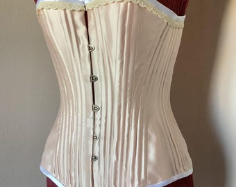 Victorian Overbust Corset 1860s, Historical steel boned Corset, Civil War, Reenactment Undergarment