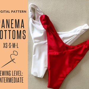 DIY Ipanema Women&#39;s Bikini Bottoms with side Knots | Seamless high leg style | Digital Pattern PDF