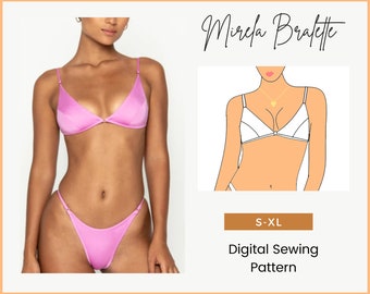 DIY Mirela Women's Bralette Top with Binding | Digital sewing Pattern | Pdf Instant Download Pattern |Swimwear Pattern